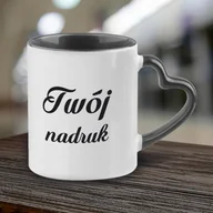 Kubki - Kubek z czarnym wnętrzem i uszkiem w kształcie serca z Twoim nadrukiem - miniaturka - grafika 1
