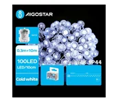 Lampy ogrodowe - Aigostar - LED Łańcuch zewnętrzny 100xLED/3xAA/8 funkcji 10,3 m IP44 zimna biel - miniaturka - grafika 1