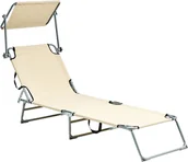 Leżaki ogrodowe - Beliani Leżak ogrodowy FOLIGNO Metal Beżowy - miniaturka - grafika 1