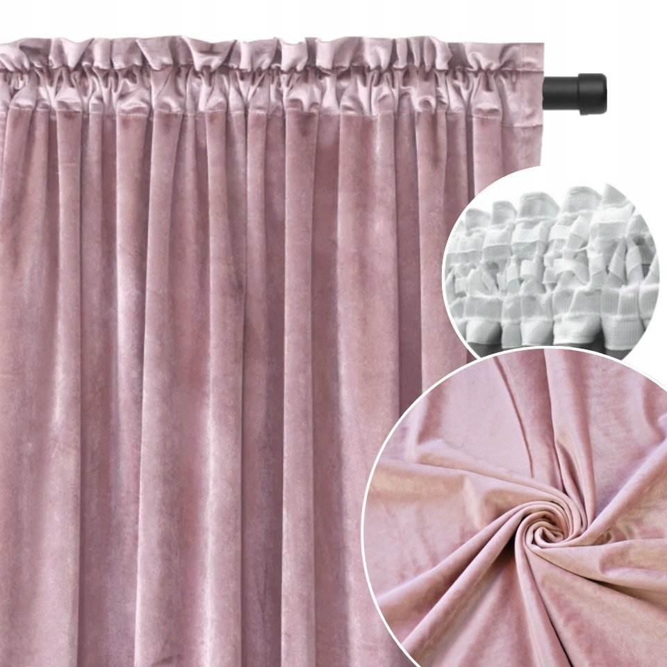 ZASŁONA WELUROWA RÓŻOWA GRUBA 140x230cm elegancka miękka salon PUDORWY RÓŻ