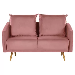 Beliani Sofa 2-osobowa welurowa różowa MAURA - Sofy i kanapy - miniaturka - grafika 1