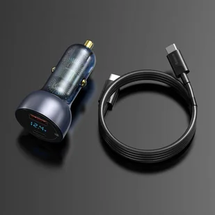 Baseus ładowarka samochodowa USB / USB Typ C 65 W 5 A SCP Quick Charge 4.0+ Power Delivery 3.0 ekran LCD + kabel USB Typ C - USB Typ C szary (TZCCKX-0G) - Ładowarki samochodowe - miniaturka - grafika 9
