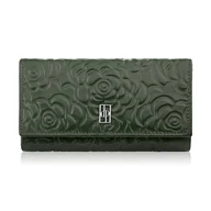 Portfele - Ciemnozielony portfel damski w kwiaty skórzany Paolo Peruzzi AL-14-GB - miniaturka - grafika 1