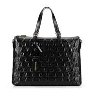 Torebki damskie - Damska torba na laptopa 14'' w geometryczny wzór czarna - miniaturka - grafika 1