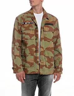 Replay Męska kurtka koszulowa z zapięciem na guziki, Tobacco/khaki/Green Camouflage 010, M - Kurtki męskie - miniaturka - grafika 1