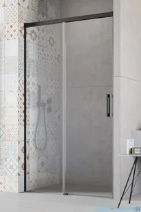 Radaway Idea Black 8 Dwj drzwi wnękowe 130cm lewe czarny mat/szkło przejrzyste 10330670-54-01L/10350603-01-01 - Kabiny prysznicowe - miniaturka - grafika 1