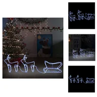 Oświetlenie świąteczne - vidaXL Dekoracja świąteczna renifer i sanie zewnętrzne 576 LED - lampki choinkowe - miniaturka - grafika 1