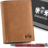 Portfele - Portfel męski skórzany pionowy brązowy wytrzymały rozbudowany Rfid Zagatto - miniaturka - grafika 1