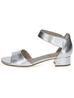 Sandały damskie - Caprice Skórzane sandały w kolorze srebrnym na obcasie - miniaturka - grafika 1