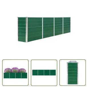 The Living Store Donica do podniesionej grządki - 320 x 40 x 77 cm - stal - zielona - Skrzynia Do Podniesionej Grządki - Donice - miniaturka - grafika 1