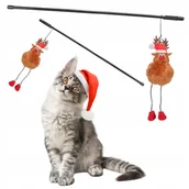 Zabawki dla kotów - Zabawka dla kota WĘDKA ŚWIĄTECZNA z RENIFEREM interaktywna na święta - miniaturka - grafika 1