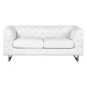 Sofy i kanapy - Beliani Sofa 2-osobowa ekoskóra biała VISSLAND - miniaturka - grafika 1