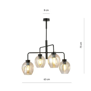Emibig LUKKA 4 BLACK/AMBER 1165/4 lampa sufitowa żyrandol nowoczesny klosze 1165/4 - Lampy sufitowe - miniaturka - grafika 6