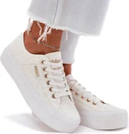 Trampki damskie - Trampki Damskie Z Koronką Lee Cooper LCW-25-31-3438L Białe 38 - miniaturka - grafika 1