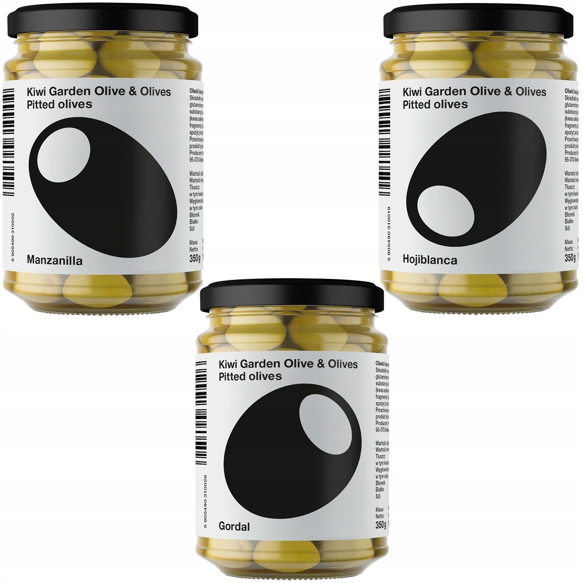 Zielone Oliwki MIX zestaw 3 rodzajów bez pestek