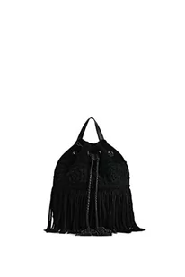 Desigual Damski plecak Crochet Leather JAGU medium, czarny, rozmiar uniwersalny, czarny, jeden rozmiar - Plecaki - miniaturka - grafika 1