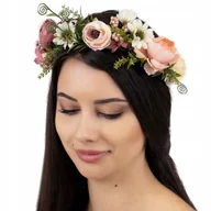 Ozdoby do włosów - Wianek na głowę Boho kwiaty Fioletowy ślubny - miniaturka - grafika 1