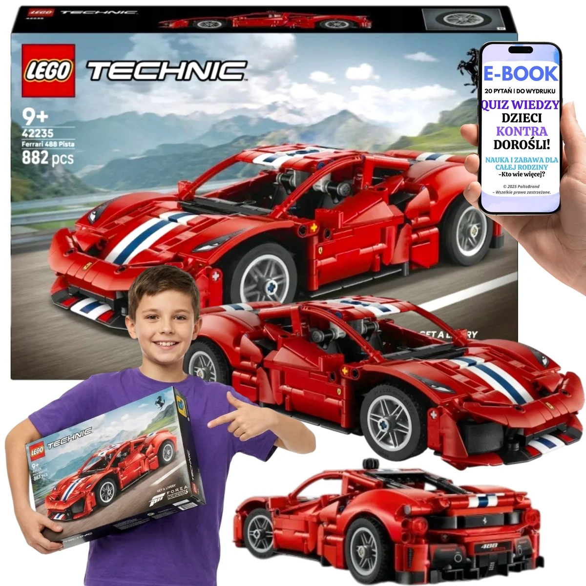 LEGO Technic Ferrari 488 Pista Zestaw Kolekcjonerski Dla Miłośnika Motoryzacji 42235