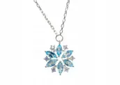 Wisiorki - Naszyjnik wisiorek Śnieżynka Płatek Śniegu Z Diamencikami Niebieski prezent - miniaturka - grafika 1