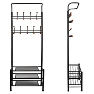 Wieszaki i stojaki - Wieszak na ubrania z regałem na buty 187cm stojak czarny HA2030 - miniaturka - grafika 1