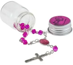 Dziesiątek różańca - szkło - św. Krzysztof - zapinanie - mini słoiczek - 6mm - Różańce - miniaturka - grafika 1