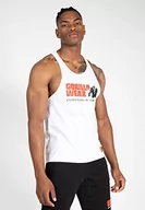 Koszulki sportowe męskie - Gorilla Wear Classic Fitness Tank Top – biały – Bodybuilding Sport czas wolny z nadrukiem logo, lekki i wygodny dla optymalnego ruchu z bawełny - miniaturka - grafika 1