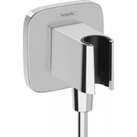 Akcesoria do armatury i ceramiki - HANSGROHE 26887000 FixFit Q przyłącze węża z uchwytem prysznicowym, chrom - miniaturka - grafika 1