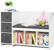 Szafy i szafki dla dzieci - Regał dla dzieci z siedziskiem szafka dziecięca biała - miniaturka - grafika 1