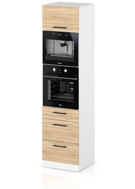 Słupek Kuchenny Stojący 60cm Piekarnik Mikrofala S60m Spremium Dąb Sonoma