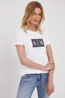 Koszulki i topy damskie - Giorgio Armani Exchange Exchange t-shirt bawełniany kolor biały - grafika 1