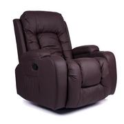 Fotele - Ciemnobrązowy fotel masujący z podnóżkiem - Imar 3X - miniaturka - grafika 1