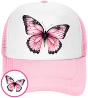 Czapki i chusty sportowe męskie - CZAPKA Z DASZKIEM MOTYLE MOTYL DLA DZIECI SIATKA RÓŻOWA BEJSBOLÓWKA - miniaturka - grafika 1