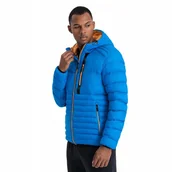 Kurtki męskie - Kurtka męska pikowana z kapturem niebieska V4 OM-JALP-0120 S - miniaturka - grafika 1