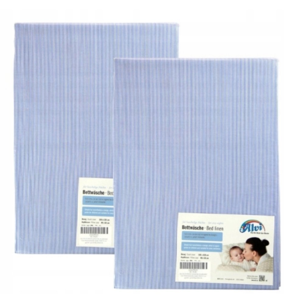2x ALVI ZESTAW POŚCIELI DZIECIĘCEJ POSZWA 100x 35 cm BIAŁO NIEBIESKIE PASKI