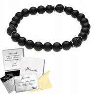 Bransolety męskie - Męska Bransoleta z Kamieni Naturalnych Onyks Lawa Wulkaniczna Prezent - miniaturka - grafika 1