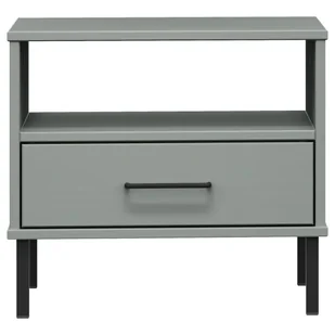 Lumarko Stolik nocny OSLO, metalowe nóżki, szary, lite drewno sosnowe - Ławy i stoliki kawowe - miniaturka - grafika 5