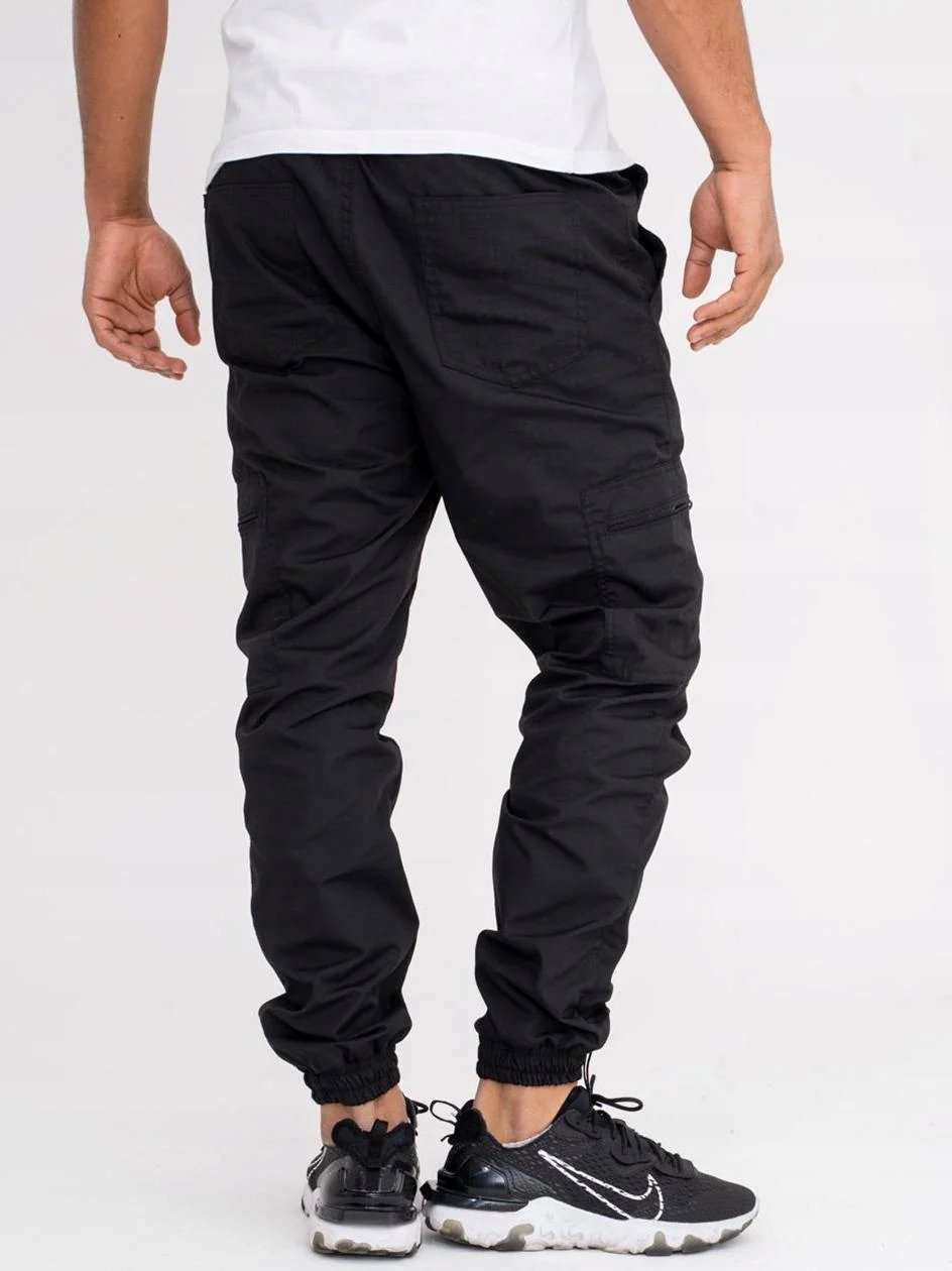 Spodnie Bojówki Jogger Materiałowe Jigga Wear Ripstop Cargo Czarne M