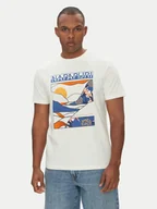 Koszulki męskie - Napapijri T-Shirt S-Valdor NP0A4IE6 Écru Regular Fit - miniaturka - grafika 1