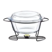 Naczynia żaroodporne - Naczynie żaroodporne SAULE z podgrzewaczem 4 l okrągłe czarne - miniaturka - grafika 1