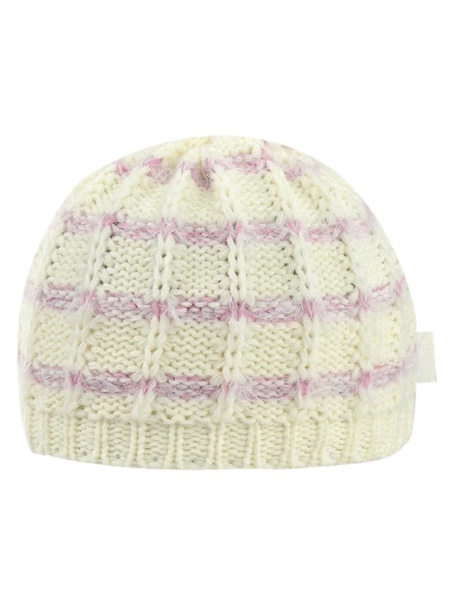 Czapka beanie ecru w różowe paski Doll r.51