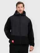 Bluzy męskie - 4F Polar sherpa loose z kapturem męski - czarny XL - miniaturka - grafika 1