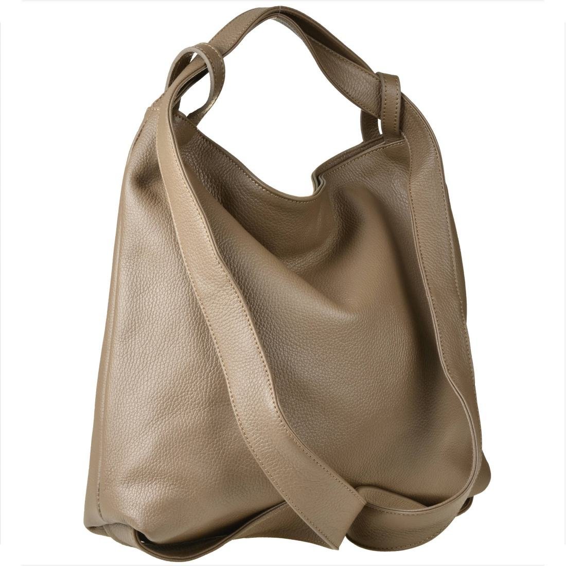 Torebko plecak duży brąz taupe XL skóra naturalna