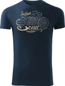 Koszulki męskie - Topslang Koszulka motocyklowa z motocyklem Indian Scout męska granatowa SLIM S - miniaturka - grafika 1