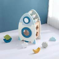 Klocki - Rakieta Edukacyjna Drewniana z Klockami 8 elementów - miniaturka - grafika 1