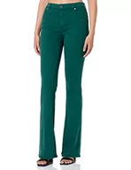 Spodnie damskie - Love Moschino Skinny Twill z czarnymi błyszczącymi logo Back Tag damskie spodnie swobodne, zielony, 36 - miniaturka - grafika 1