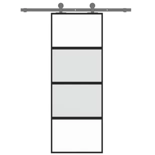 Drzwi przesuwne, czarne, 76x205 cm, szkło hartowane, aluminium 8721012120532 - Drzwi wewnętrzne - miniaturka - grafika 4