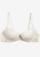 Biustonosze - Jasnobeżowy Biustonosz Push Up z Koronką Nimffea - miniaturka - grafika 1