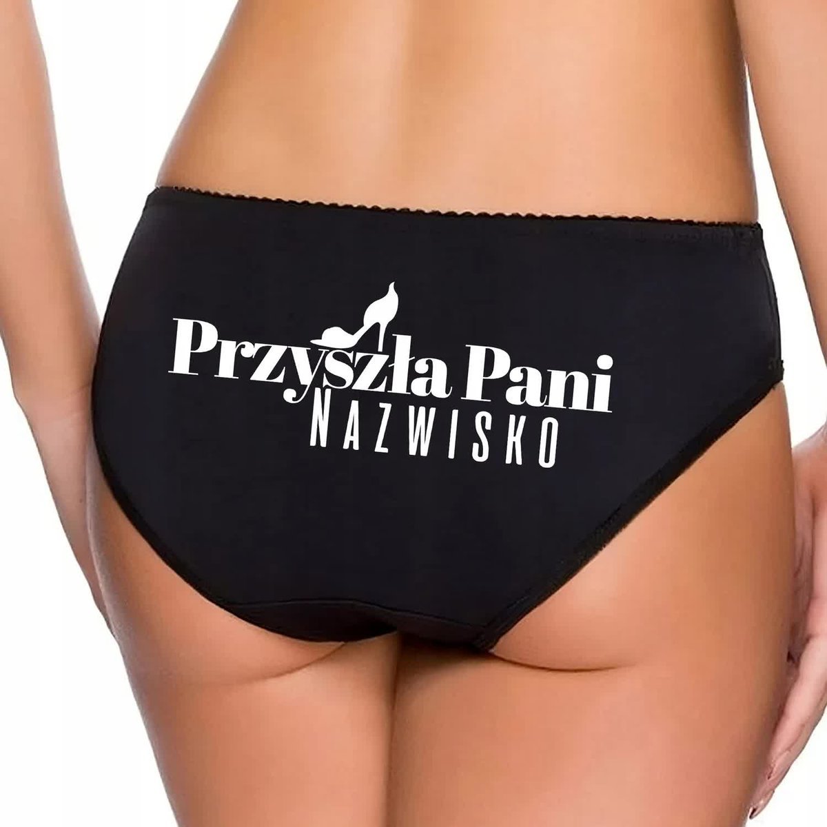 Czarne Majstki Figi Prezent Wieczór Panieński PRZYSZŁA PANI NAZWISKO Wz XL