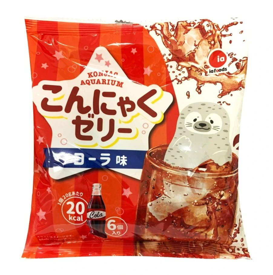 KONJAC AQUARIUM JELLY COLA - JAPOŃSKIE GALARETKI Z KONJAKU, SMAK COLI, IA FOODS 120g