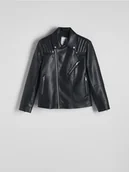 Kurtki męskie - Reserved - Kurtka ramoneska z imitacji skóry - czarny - miniaturka - grafika 1